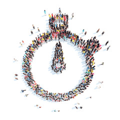 people in the shape of a stopwatch.