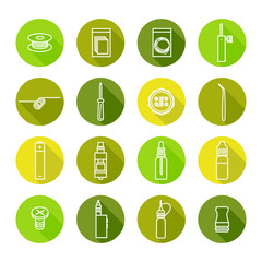 Vector icons set of vaporizer and accessories