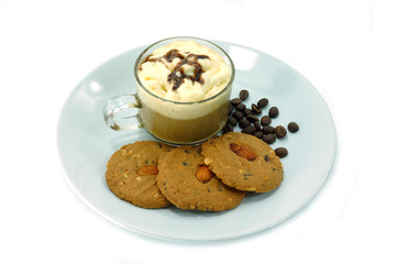 Almond Chocolate homemade pastry biscuits and coffee