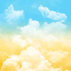Naklejka na ściany i meble Yellow Sunlight and blue sky with cloudy