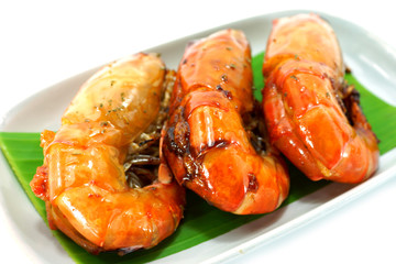 Large sweet shrimp on isolate white background.