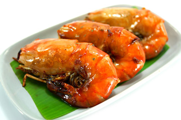 Large sweet shrimp on isolate white background.