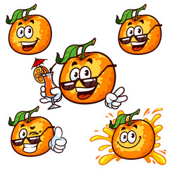 Vector set cartoon character - Happy orange