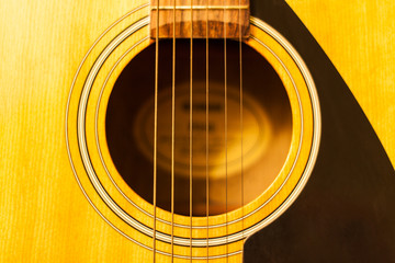 Acoustic guitar wood color close - up.