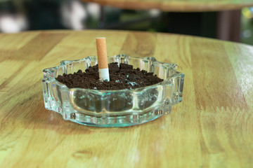 Ashtray on the table