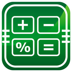 Calculator cash register- green icon isolated