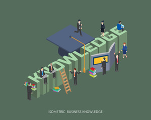 Flat 3d isometric vector illustration knowledge concept design, Abstract urban modern style, high quality business series.