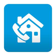 Etiqueta tipo app casa con simbolo telefono