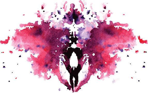 watercolor symmetrical Rorschach blot on a white background