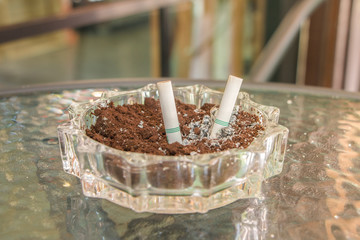 Ashtray on the table