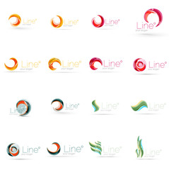 Set of swirl, wave lines, circle logo icons
