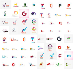 Fototapeta premium Vector abstract company logo mega collection, type letters and
