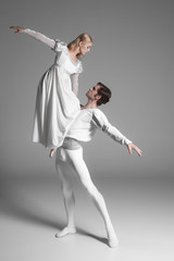 Two young ballet dancers practicing. attractive dancing