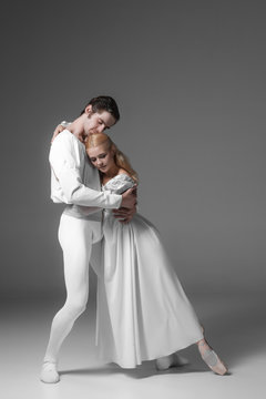 Two young ballet dancers practicing. attractive dancing