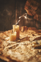 Vintage still life with music sheets