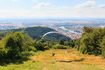 Paraglider running for take off