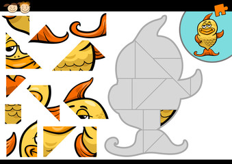 Fototapeta premium cartoon fish jigsaw puzzle game