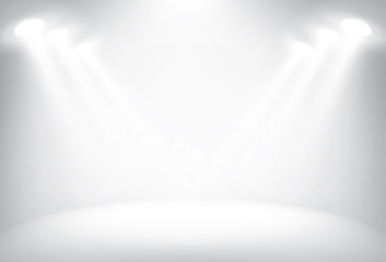 Illuminated stage with scenic lights vector background