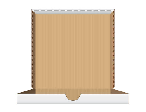 Open pizza box front view vector illustration