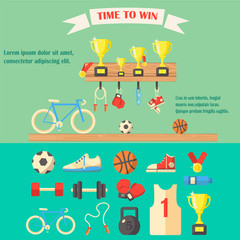 Vector illustration of sport equipment. 