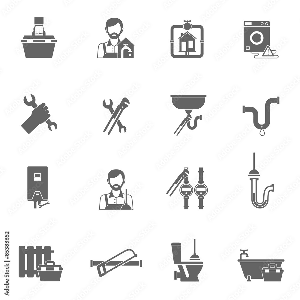 Poster Plumber Icons Black