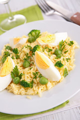 rice,egg and pea