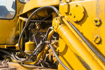 Yellow Industrial Machines Engine Compartment