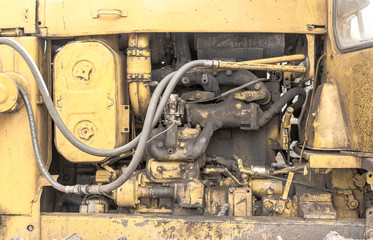 Closeup Detail of a Digger's Engine Compartment
