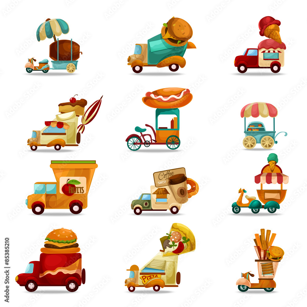 Sticker Food Trucks Set