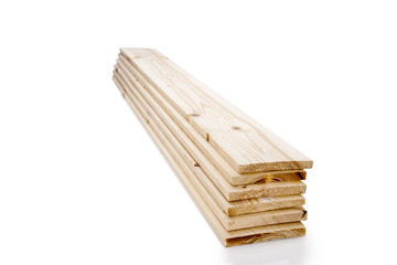 Stacks of wooden timber planks isolated on white background. Set of wooden board isolated.