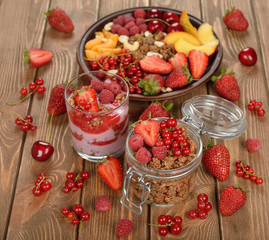 Granola with berries and fruit