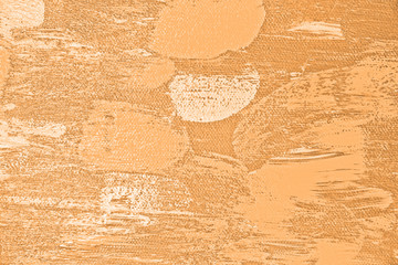 Abstract texture of paintings on canvas in close-up. Orange textured canvas and background	