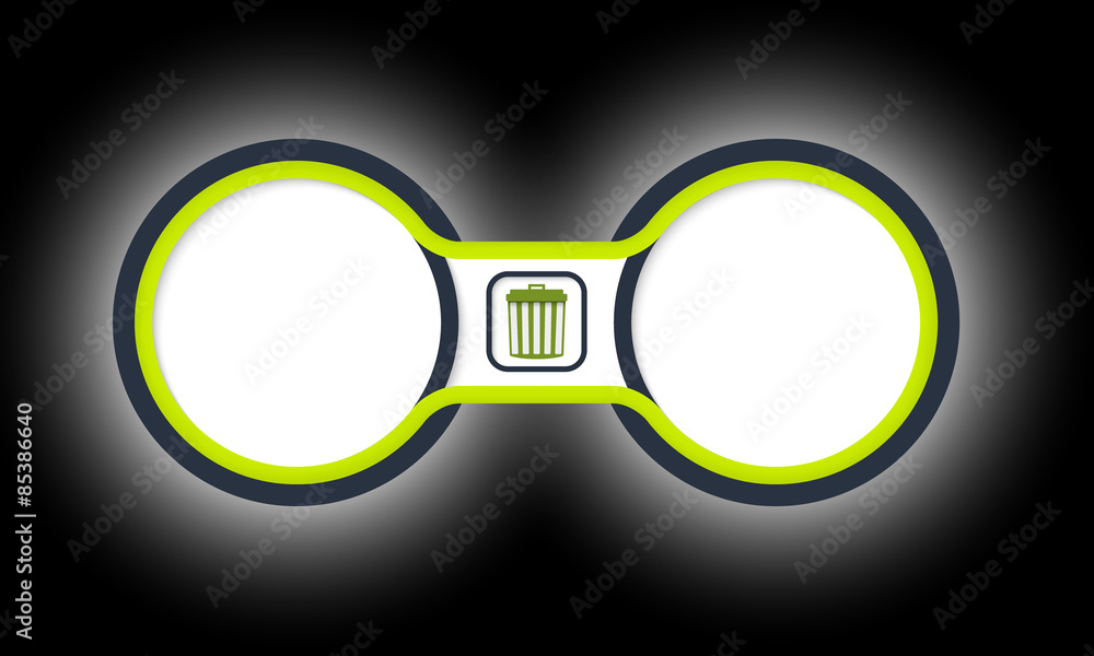 Poster two colored circular frames for your text and trashcan
