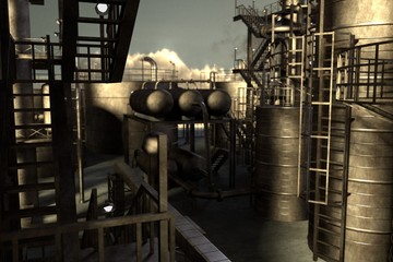 3d render of oil refinery