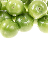 green plums on white