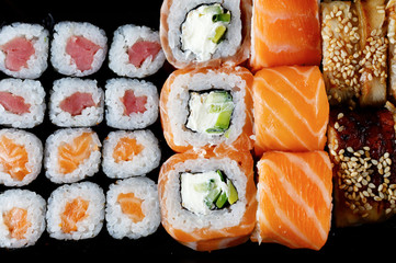 set of rolls, japanese cuisine
