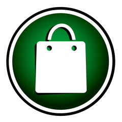 Vector shopping bag green round icon