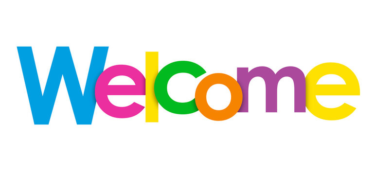 "WELCOME" overlapping letters vector icon