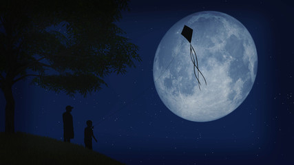  kite in the moon