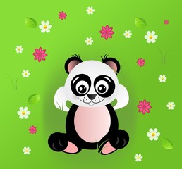 Cute panda in grass