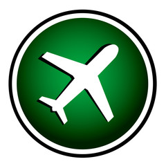 Airplane - green round icon