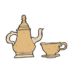 cartoon coffee pot and cup