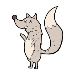 cartoon waving wolf