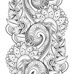 Vector Seamless Monochrome Floral Pattern