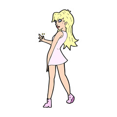 cartoon woman posing in dress