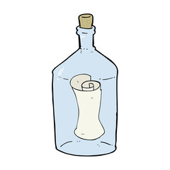 cartoon letter in bottle
