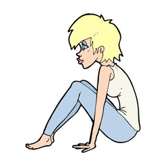 cartoon woman sitting