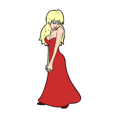 cartoon pretty woman in dress