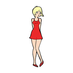 cartoon pretty woman in dress
