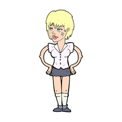 cartoon tough woman with hands on hips